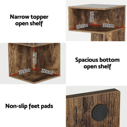 Artiss Bedside Table Shelves Side End Table Storage Nightstand Rust Oak UMENI - Mekamart Australia