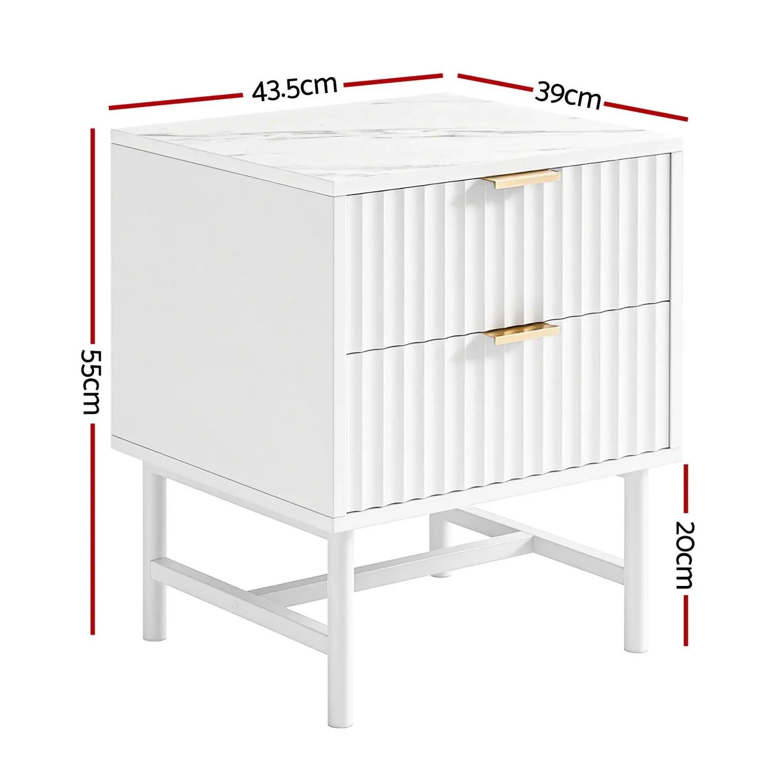 Artiss Bedside Table 2 Drawers - White - Mekamart Australia