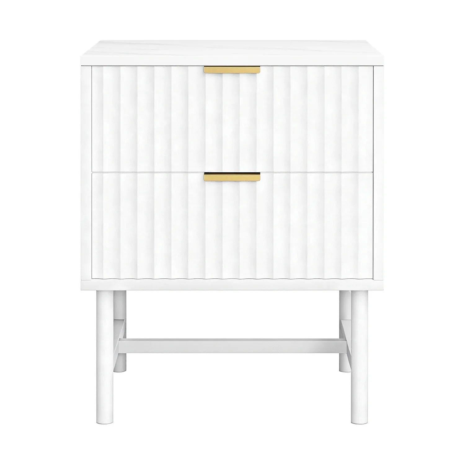 Artiss Bedside Table 2 Drawers - White - Mekamart Australia