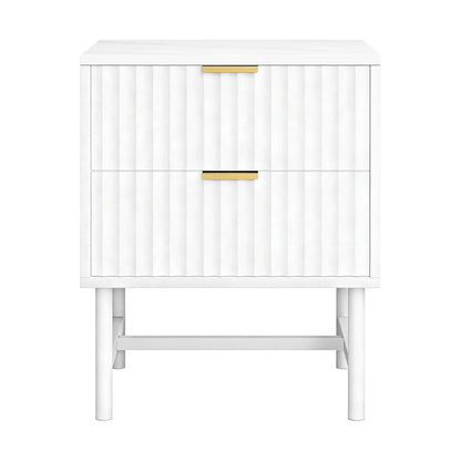 Artiss Bedside Table 2 Drawers - White - Mekamart Australia