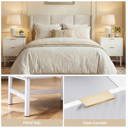 Artiss Bedside Table 2 Drawers - White - Mekamart Australia