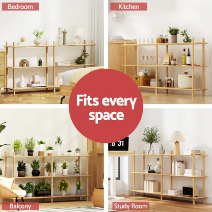 Artiss Bookshelf 3 Tiers Bookcase Display Shelves Wooden Storage Stand Rack Pine - Mekamart Australia