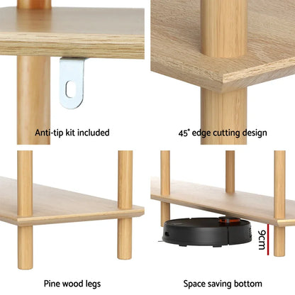 Artiss Bookshelf 3 Tiers Bookcase Display Shelves Wooden Storage Stand Rack Pine - Mekamart Australia