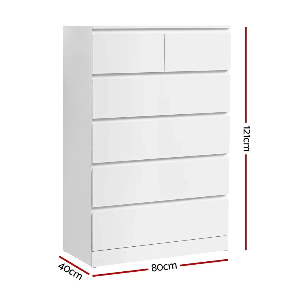Artiss 6 Chest of Drawers - PEPE White - Mekamart Australia