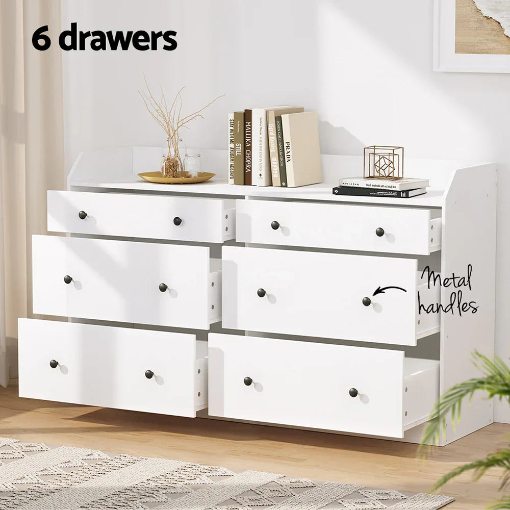 Artiss 6 Chest of Drawers - PETE White - Mekamart Australia