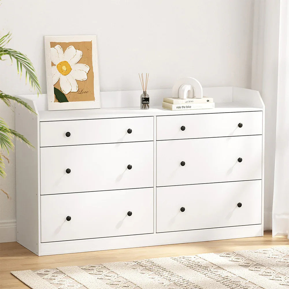 Artiss 6 Chest of Drawers - PETE White - Mekamart Australia