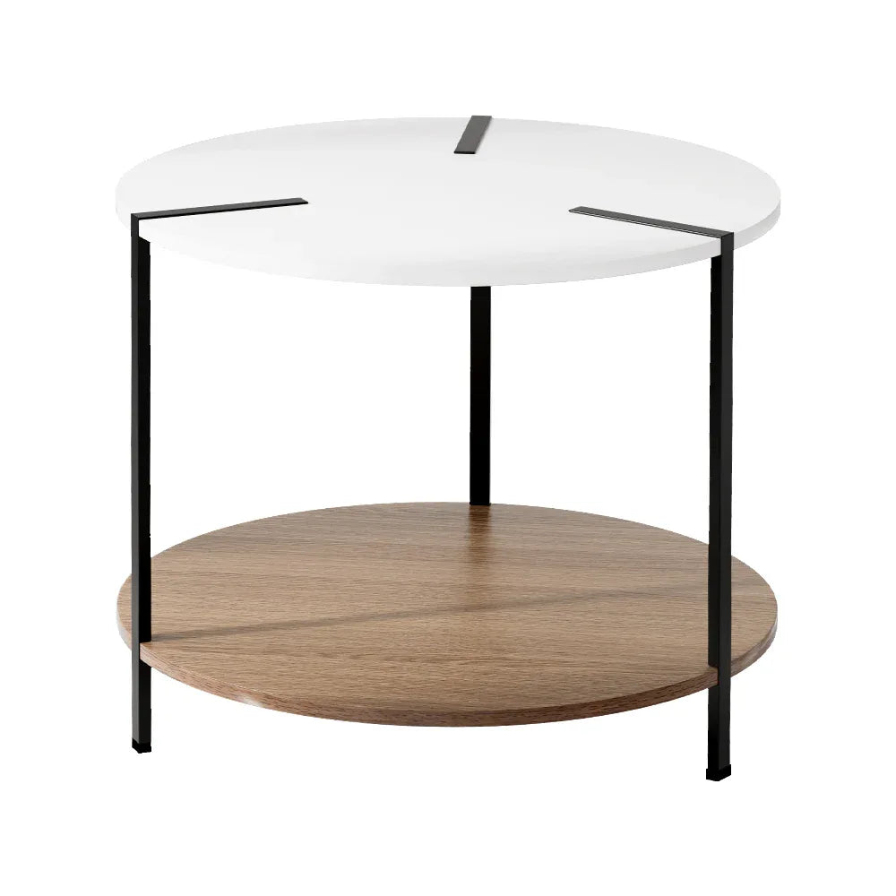 Artiss Coffee Table Side Table Round White Cedric - Mekamart Australia