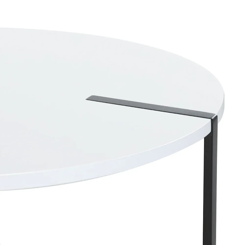 Artiss Coffee Table Side Table Round White Cedric - Mekamart Australia