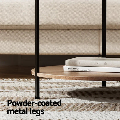 Artiss Coffee Table Side Table Round White Cedric - Mekamart Australia