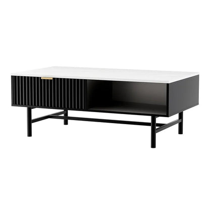 Artiss Coffee Table Drawer Storage Shelf Black - Mekamart Australia