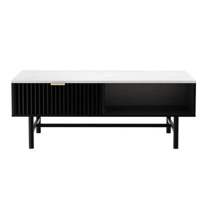 Artiss Coffee Table Drawer Storage Shelf Black - Mekamart Australia