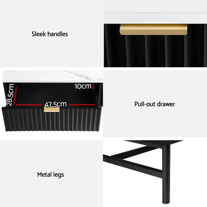 Artiss Coffee Table Drawer Storage Shelf Black - Mekamart Australia
