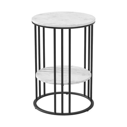 Artiss Coffee Table 2-Tier Round Marble Effect - Mekamart Australia