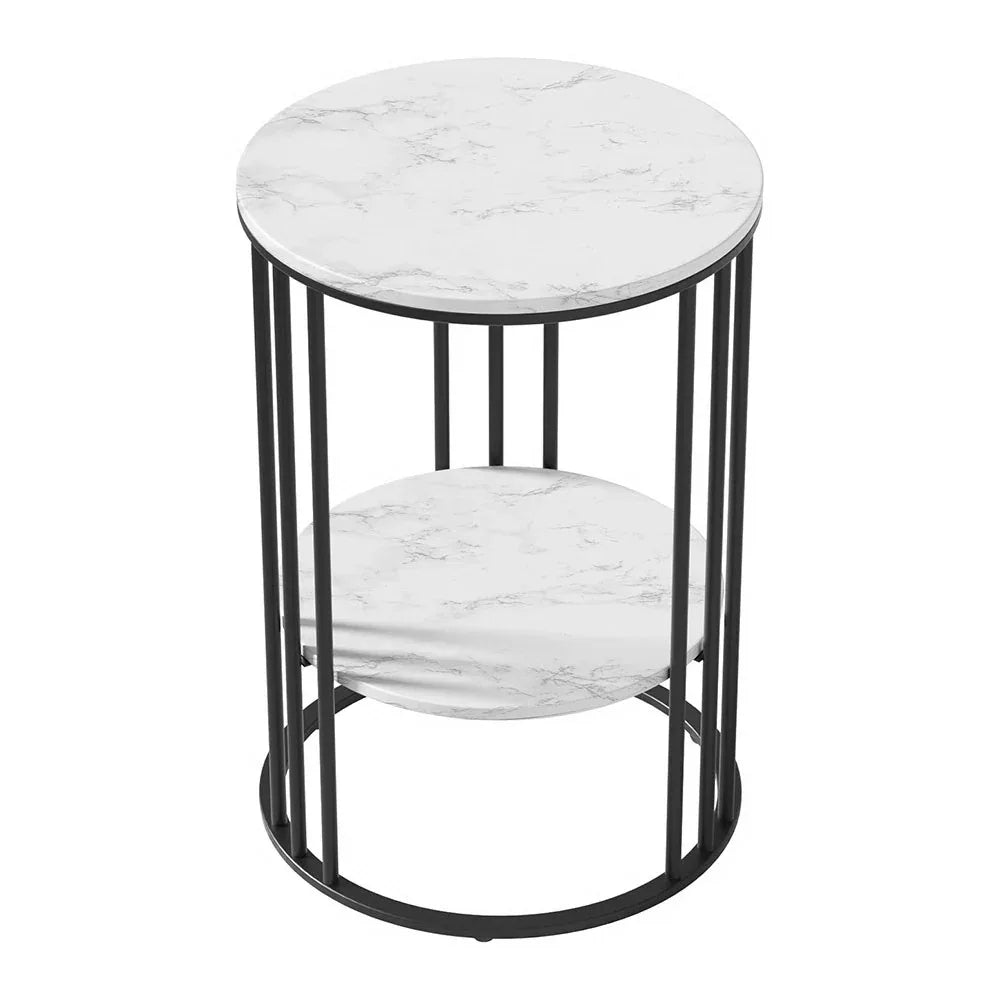 Artiss Coffee Table 2-Tier Round Marble Effect - Mekamart Australia