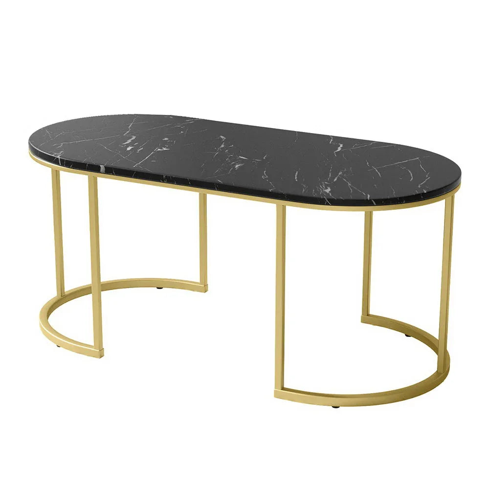 Artiss Coffee Table Marble Effect Black - Mekamart Australia