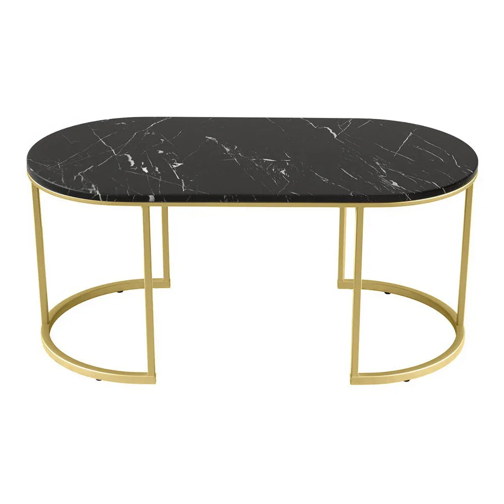 Artiss Coffee Table Marble Effect Black - Mekamart Australia