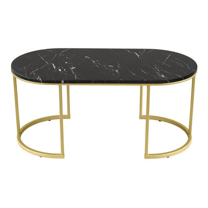 Artiss Coffee Table Marble Effect Black - Mekamart Australia