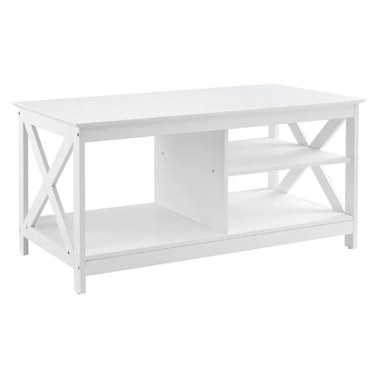 Artiss Coffee Table Storage Shelf White - Mekamart Australia