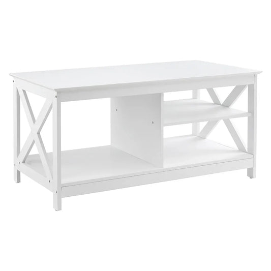 Artiss Coffee Table Storage Shelf White - Mekamart Australia