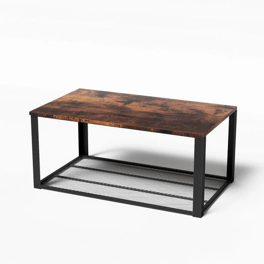 Artiss Coffee Table 2-Tier Rustic Brown 104CM - Mekamart Australia
