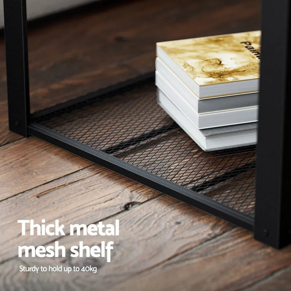 Artiss Coffee Table 2-Tier Rustic Brown 104CM - Mekamart Australia