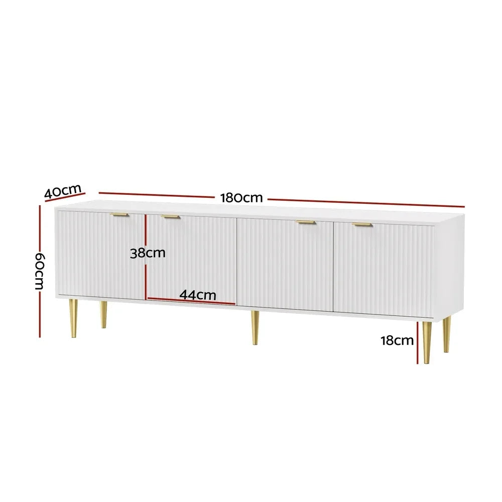 Artiss TV Cabinet Entertainment Unit Stand Storage 180CM White - Mekamart Australia