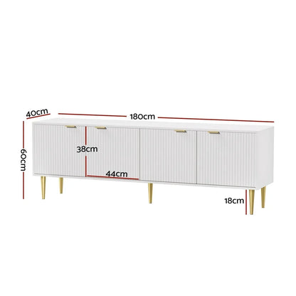 Artiss TV Cabinet Entertainment Unit Stand Storage 180CM White - Mekamart Australia