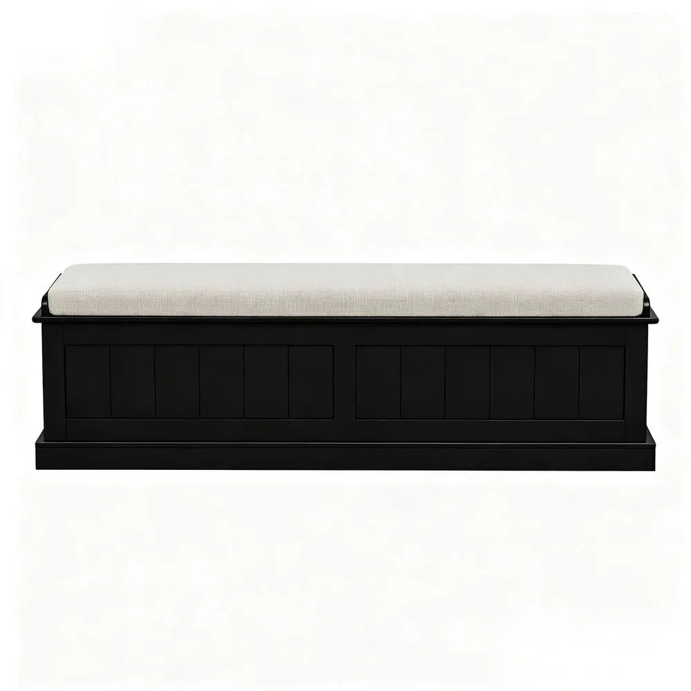 Artiss Storage Ottoman Blanket Box 140cm Fluted Black - Mekamart Australia
