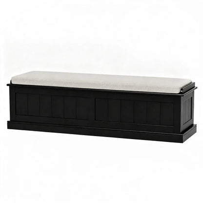 Artiss Storage Ottoman Blanket Box 140cm Fluted Black - Mekamart Australia