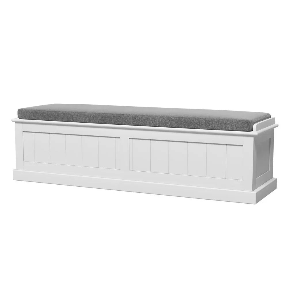 Artiss Storage Ottoman Blanket Box 140cm Fluted Grey - Mekamart Australia