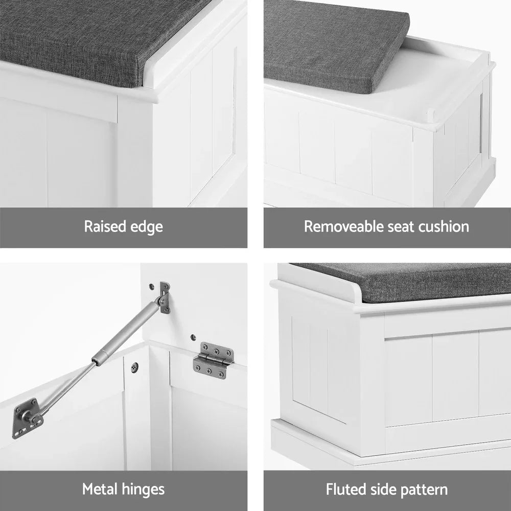 Artiss Storage Ottoman Blanket Box 140cm Fluted Grey - Mekamart Australia