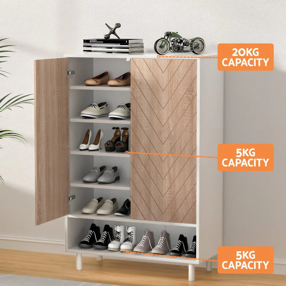 Artiss Shoe Rack Cabinet 24 Pairs 6-tier White - Mekamart Australia
