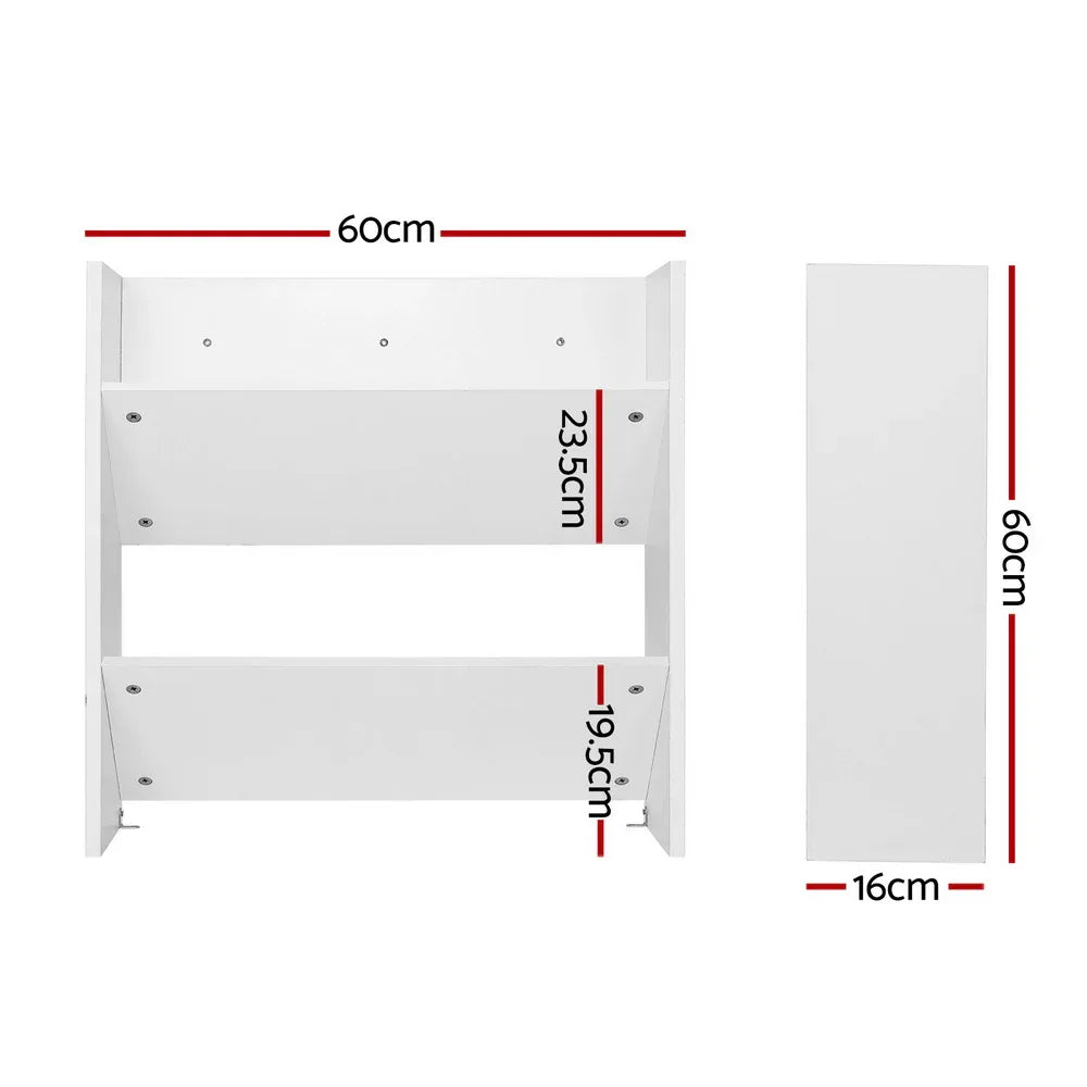Artiss Shoe Rack 2-tier 12 Pairs Wall Mounted x2 - White - Mekamart Australia