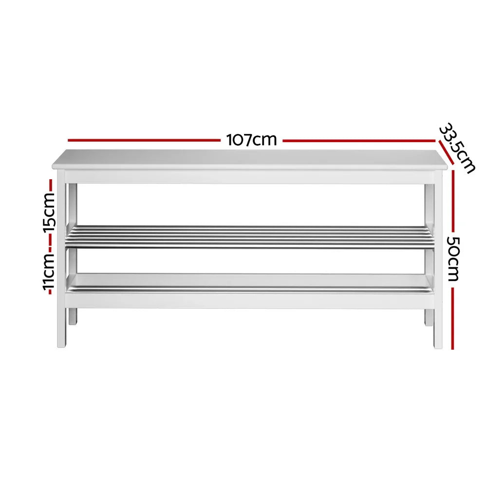 Artiss Shoe Rack Cabinet Bamboo Bench 10 Paris White - Mekamart Australia
