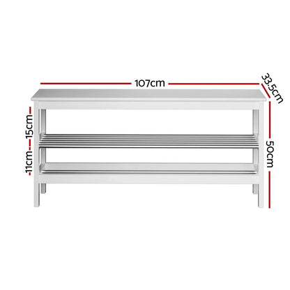 Artiss Shoe Rack Cabinet Bamboo Bench 10 Paris White - Mekamart Australia