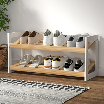 Artiss Shoe Rack 2 Tier 6 Pairs White Kara - Mekamart Australia