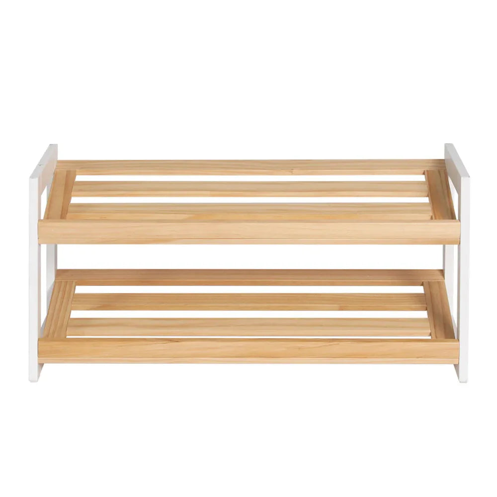 Artiss Shoe Rack 2 Tier 6 Pairs White Kara - Mekamart Australia