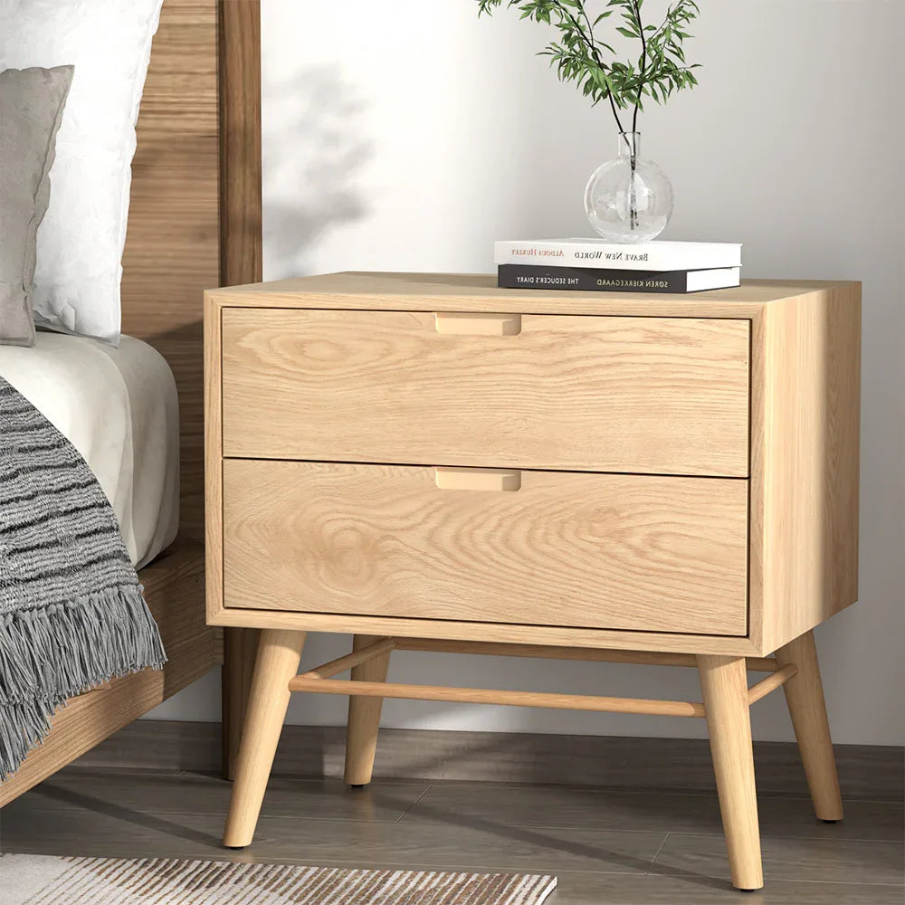 Artiss Bedside Table Drawers Side End Table Storage Cabinet Nightstand Oak GINO - Mekamart Australia