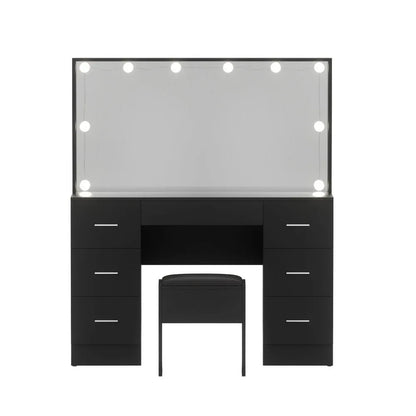 Artiss Dressing Table Vanity Desk Set Stool 10 Led Bulbs Black - Mekamart Australia
