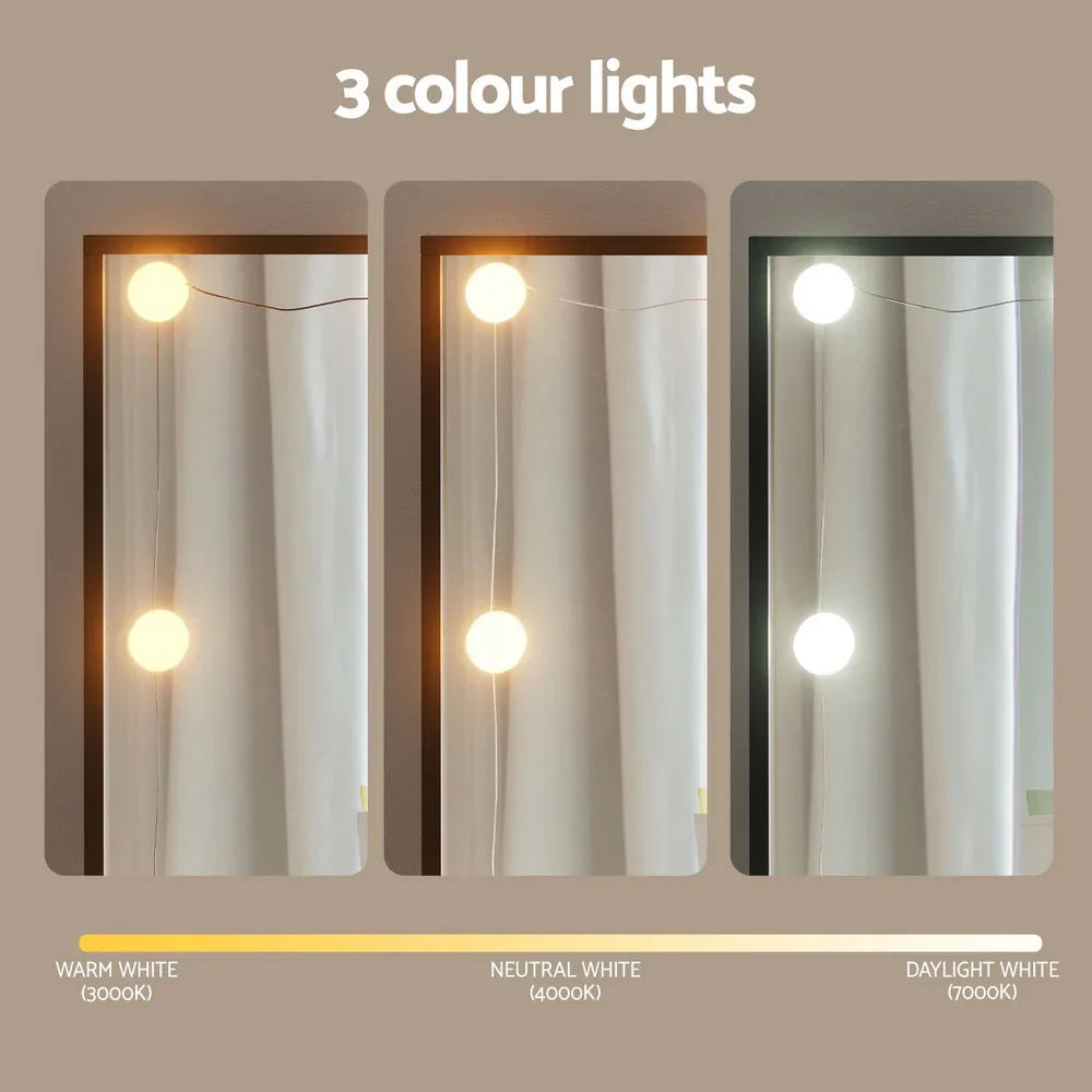 Artiss Dressing Table Vanity Desk Set Stool 10 Led Bulbs Black - Mekamart Australia