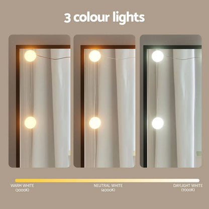 Artiss Dressing Table Vanity Desk Set Stool 10 Led Bulbs Black - Mekamart Australia