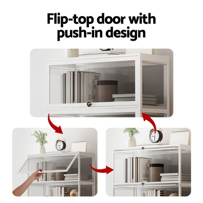 Artiss 5-Tier Display Cabinet Storage Bookshelf Clear Shelf White