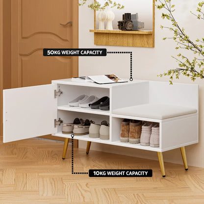 Artiss Shoe Rack Cabinet Bench 6 Pairs White - Mekamart Australia