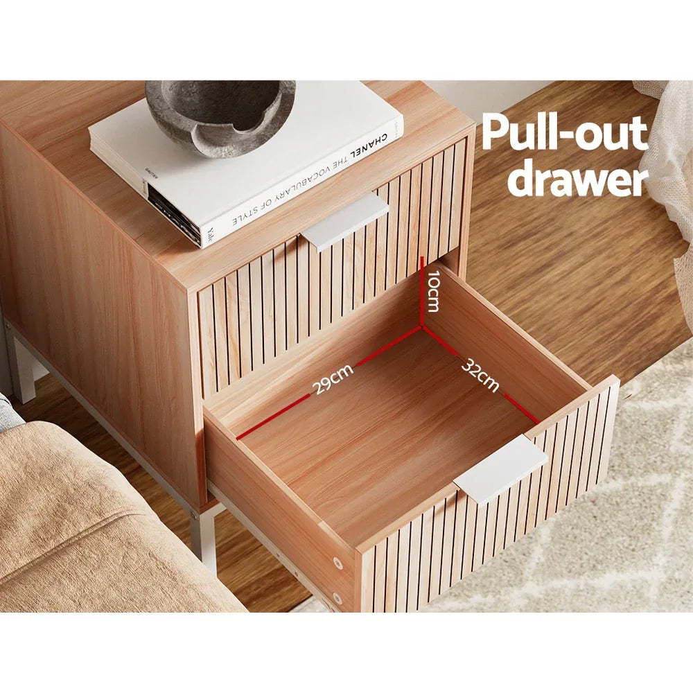 Artiss Bedside Table Drawers Side End Table Storage Cabinet Nightstand Pine LURA - Mekamart Australia
