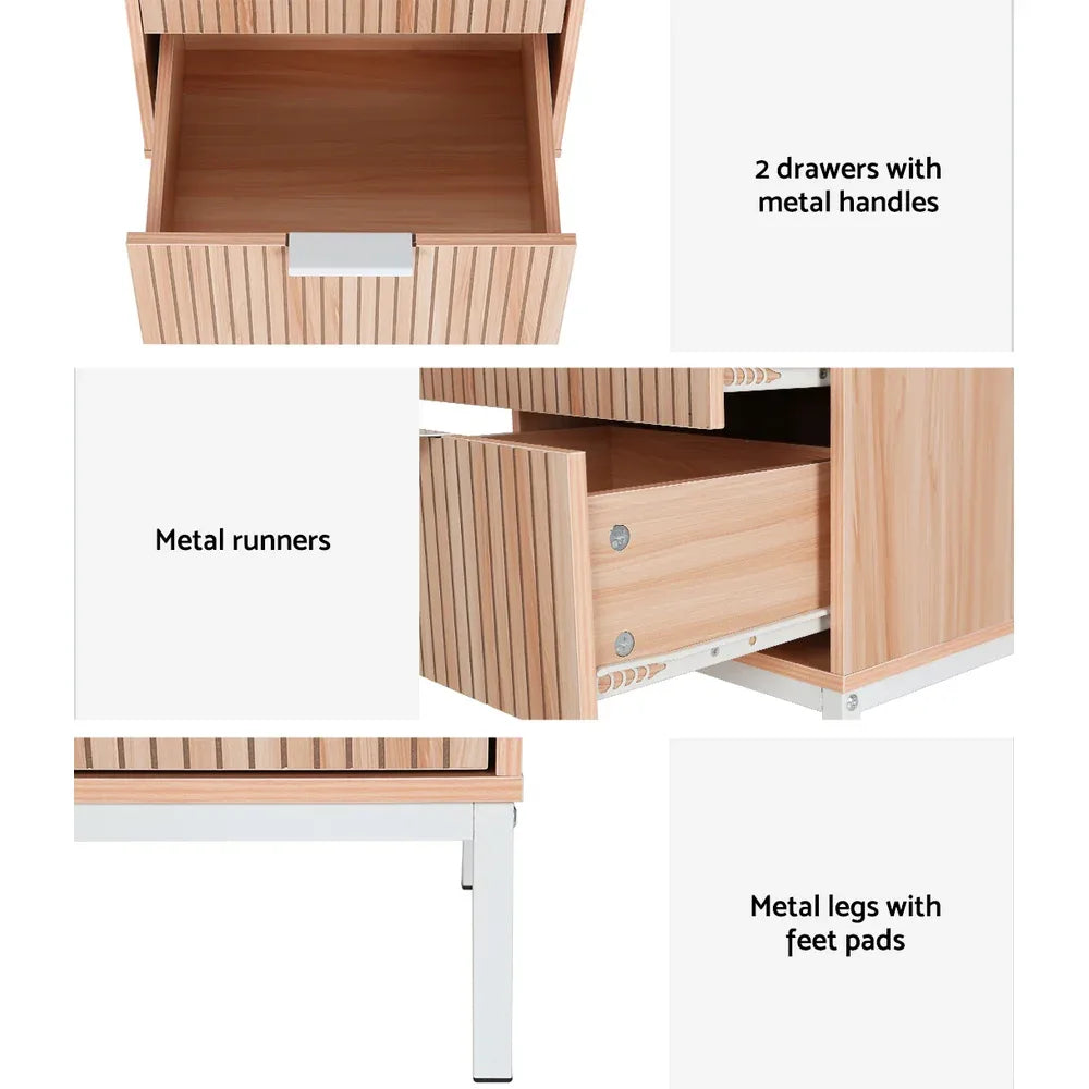 Artiss Bedside Table Drawers Side End Table Storage Cabinet Nightstand Pine LURA - Mekamart Australia