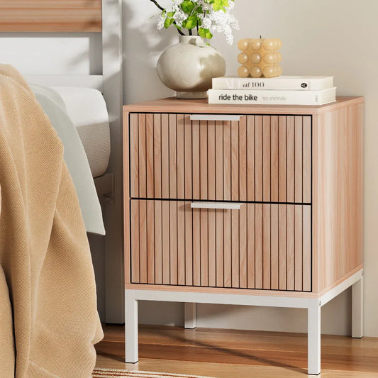 Artiss Bedside Table Drawers Side End Table Storage Cabinet Nightstand Pine LURA - Mekamart Australia