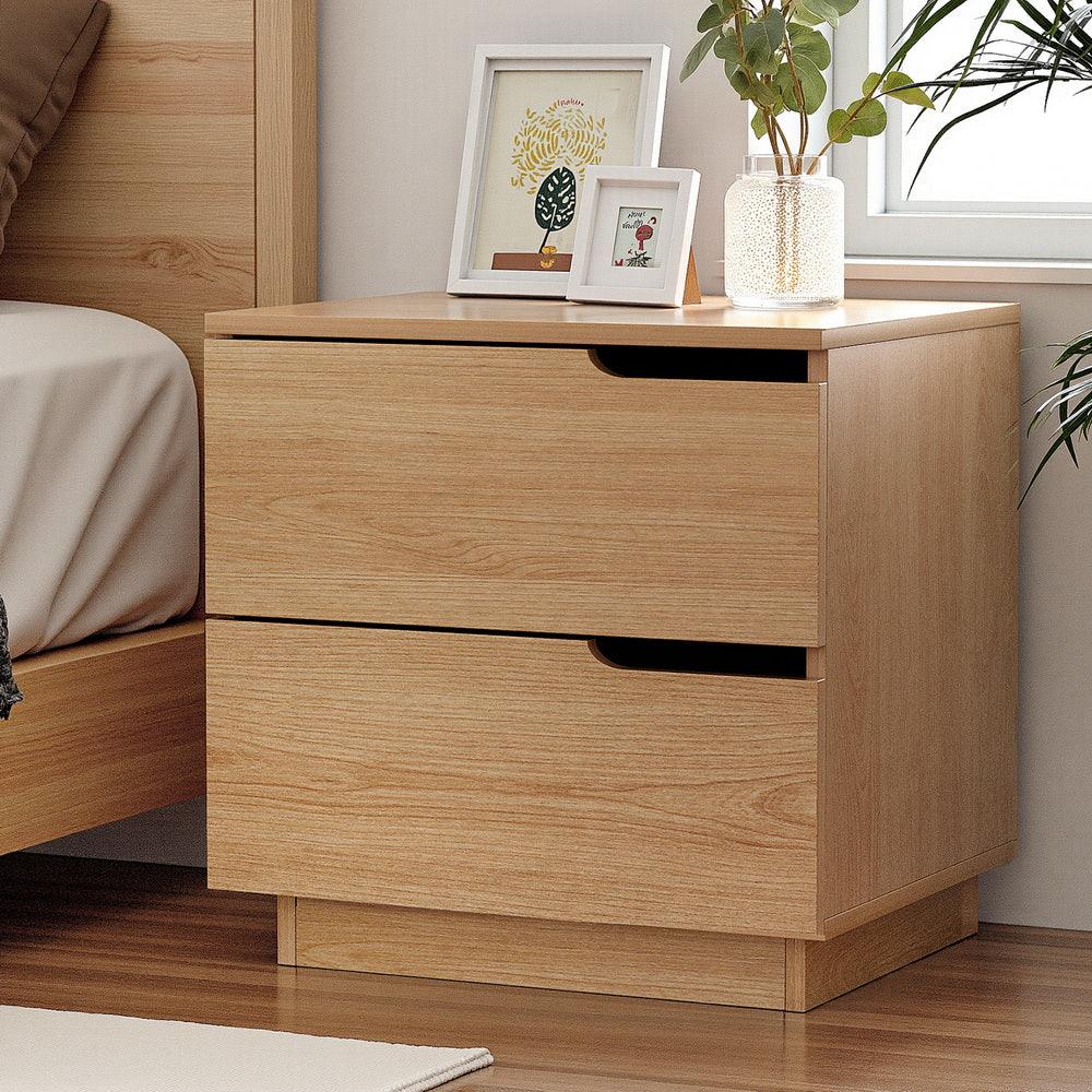 Artiss Bedside Table 2 Drawers Nightstand Pine - Mekamart Australia
