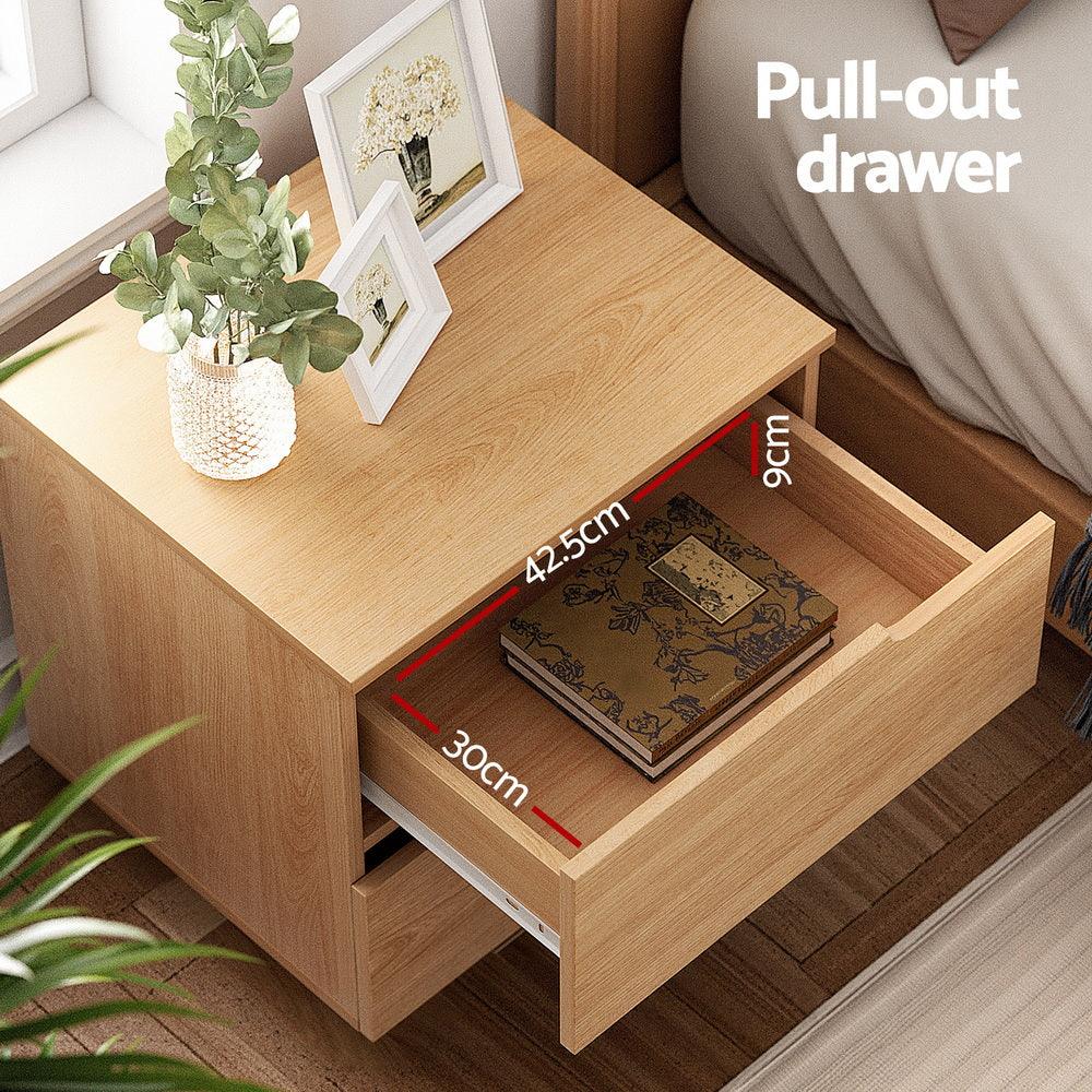 Artiss Bedside Table 2 Drawers Nightstand Pine - Mekamart Australia