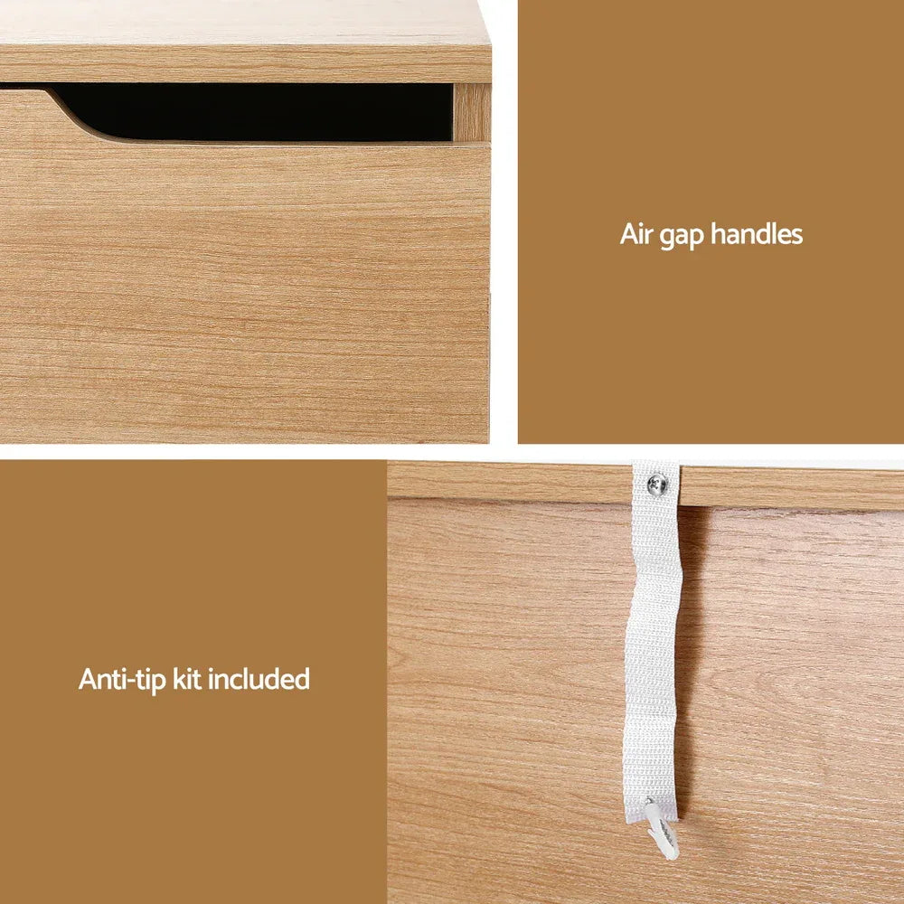 Artiss Bedside Table 2 Drawers Nightstand Pine - Mekamart Australia