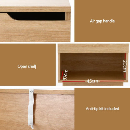 Artiss Bedside Table 1 Drawer 1 Shelf Nightstand Pine - Mekamart Australia